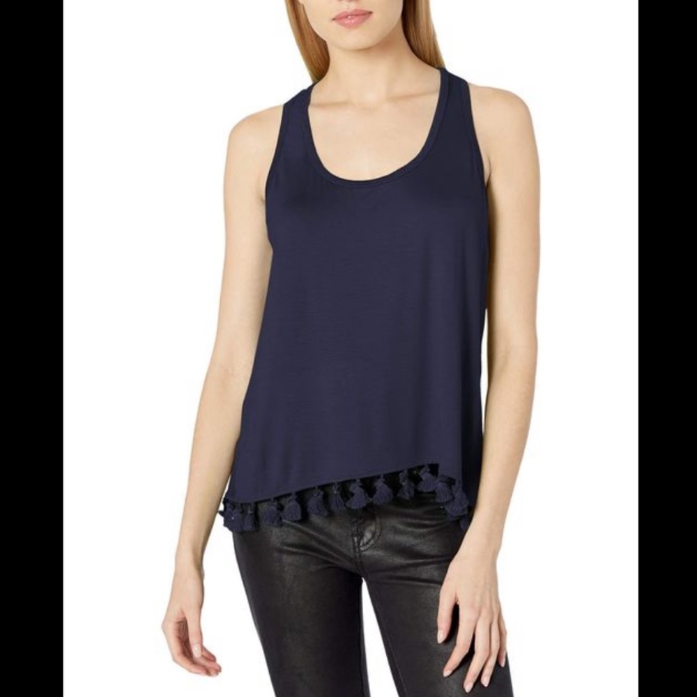 Trina Turk Tajo Tassel Hem Jersey Navy Blue Tank